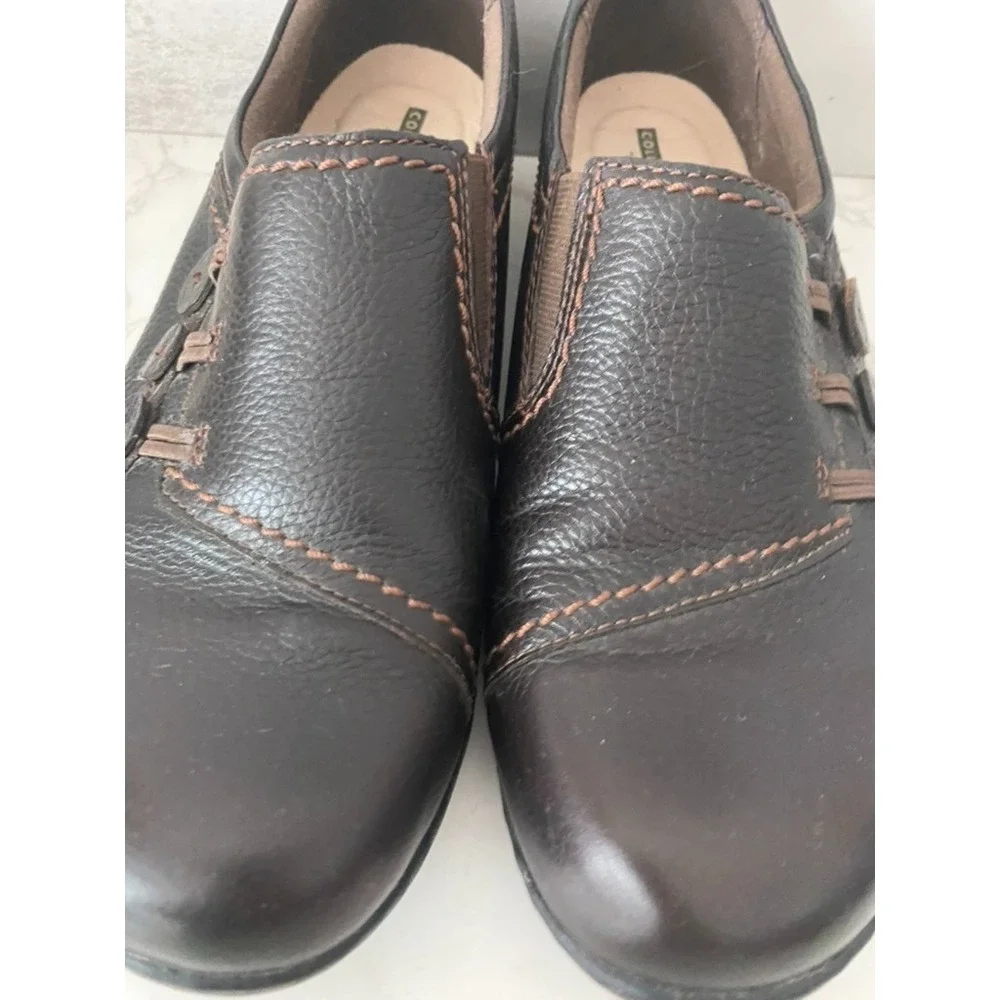 Clarks Ashland Effie Loafer Sz 9.5 Brown Slip On Comfort Driving Everyday